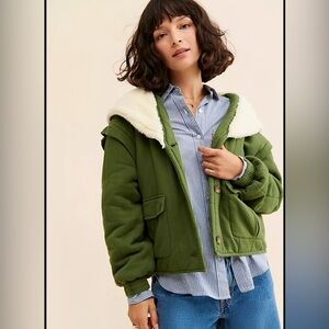 Free people Green filipa hooded jacket Size XS